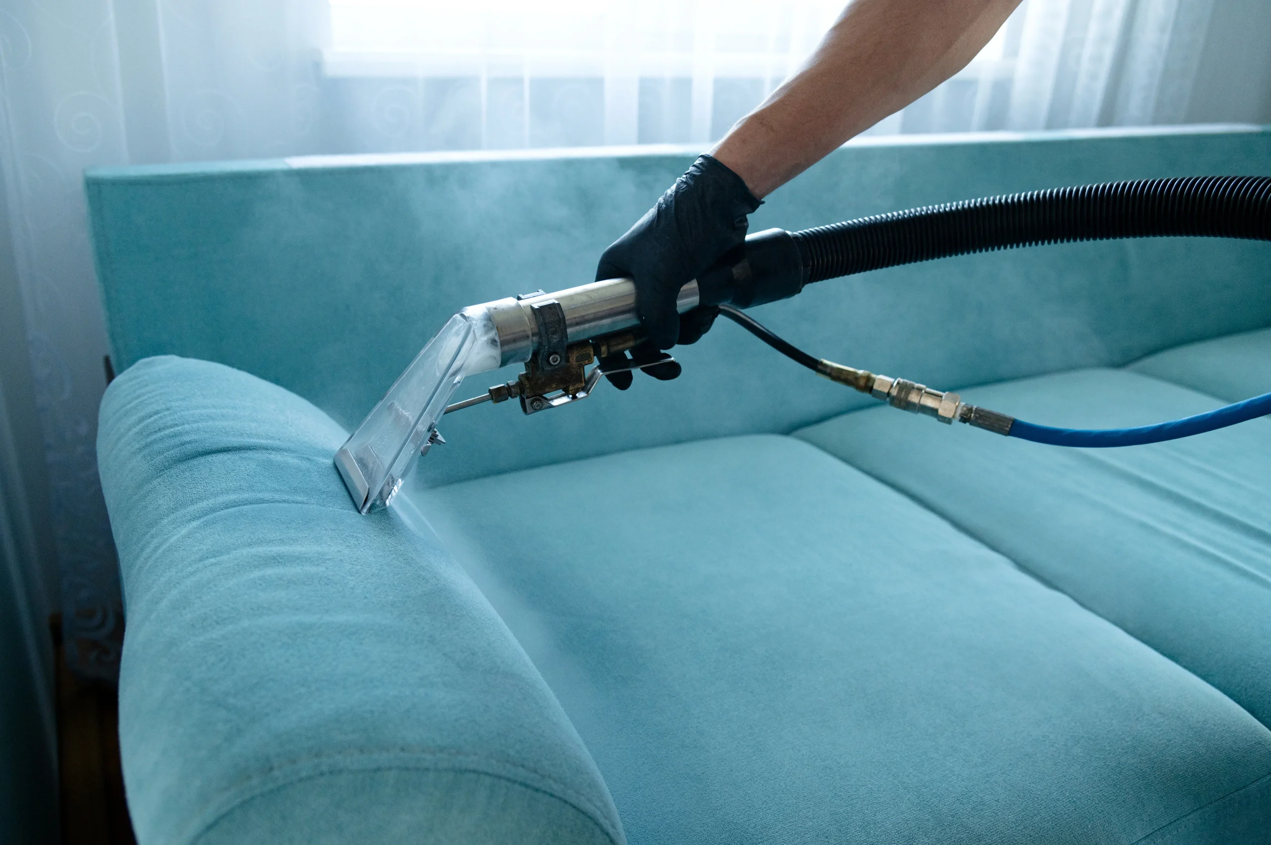 blue sofa cleaning