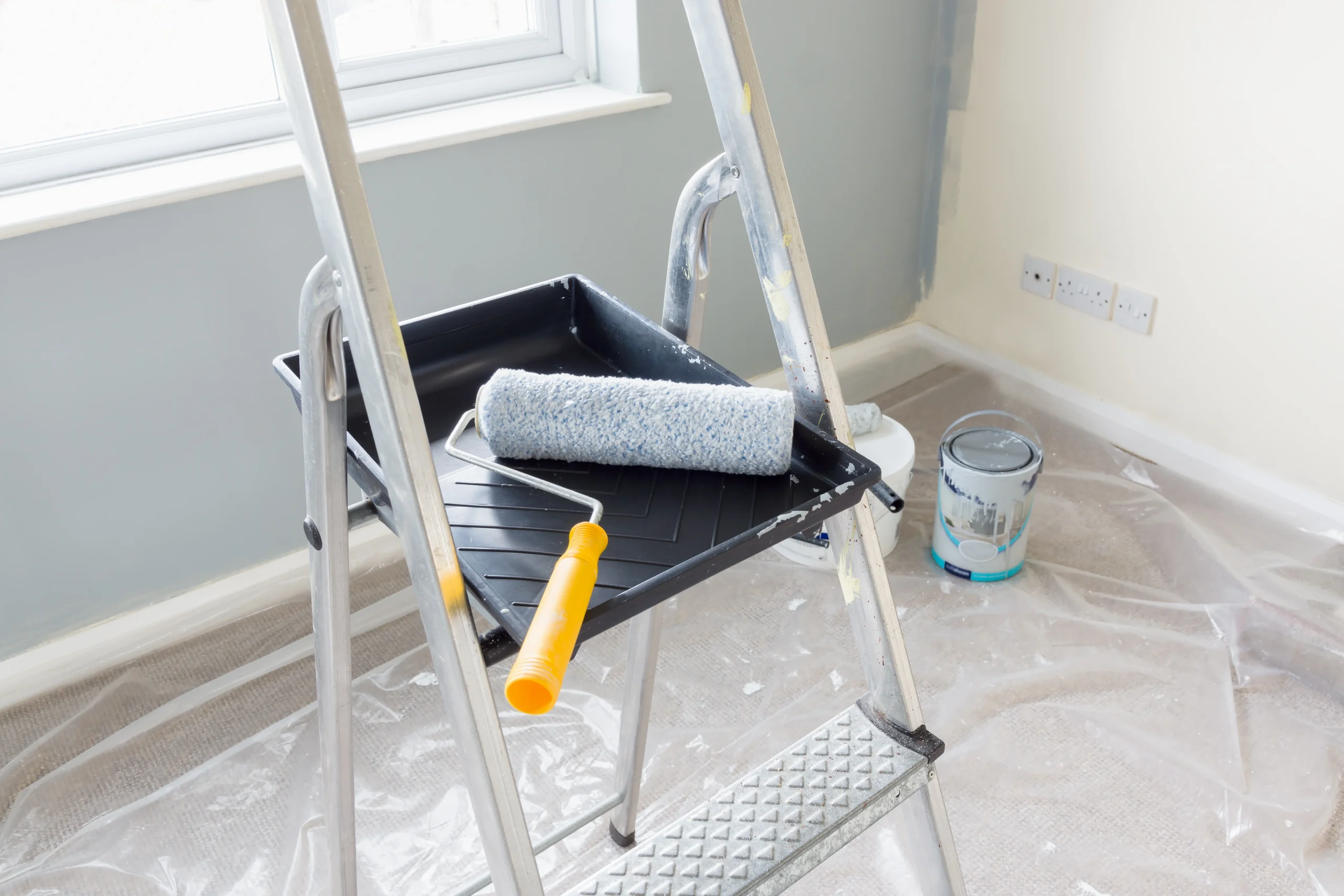 painting tools and ladder